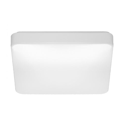 Satco 62-1217, 14" Flush Mounted LED Fixture, 120V, 20.5W, 3000K/4000K/5000K, 1230-1330 Lumens, Square, White Acrylic, with Sensor
