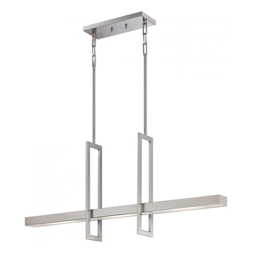 Satco 62-136, Frame, LED Island Pendant, 120V, 39W, 3315 Lumens, 3000K Warm White, Dimmable, Brushed Nickel Finish