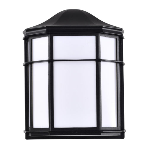 Satco 62-1397, LED Outdoor Cage Lantern Fixture, 120V, 14W, 3000K Warm White, 600 Lumens, Dimmable, Black Finish with White Linen Acrylic