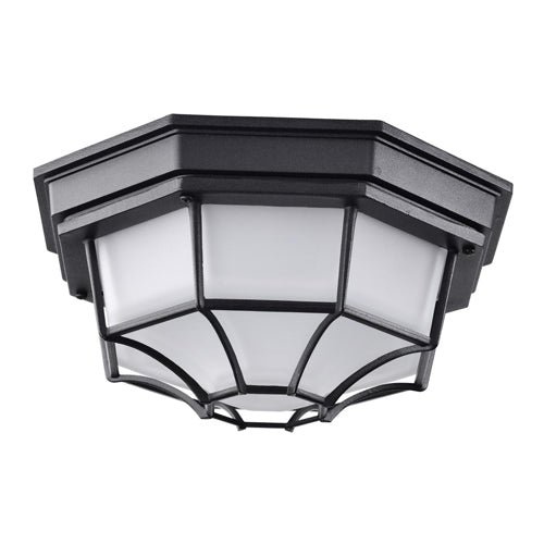 Satco 62-1400, LED Spider Cage Fixture, 120V, 18.5W, 3000K Warm White, 1100 Lumens, Dimmable, Black Finish with Frosted Glass