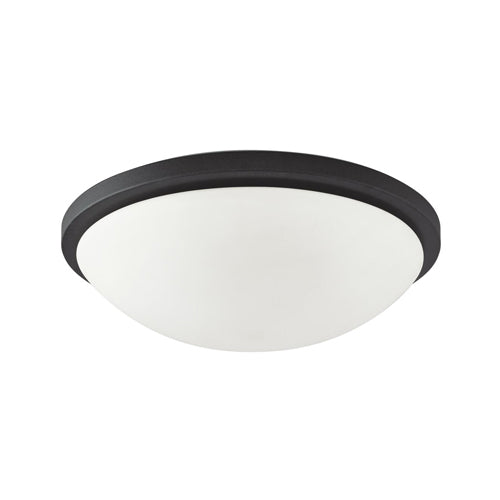 Satco 62-1444, Button, 17" LED Flush Fixture with Frosted Glass, 120V, 25W, 3000K Warm White, 2125 Lumens, Dimmable, Black Finish