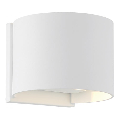 Satco 62-1465, Lightgate, LED Outdoor Round Sconce, 120V, 5W, 3000K Warm White, 240 Lumens, Dimmable, Matte White Finish