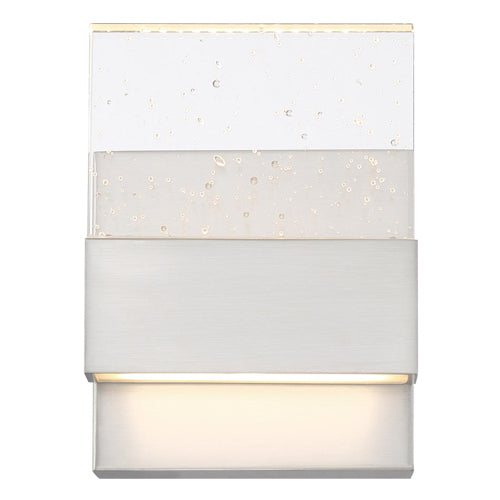 Satco 62-1501, Ellusion, LED Small Wall Sconce with Seeded Glass, 120V, 15W, 3000K Warm White, 675 Lumens, Dimmable, Polished Nickel Finish