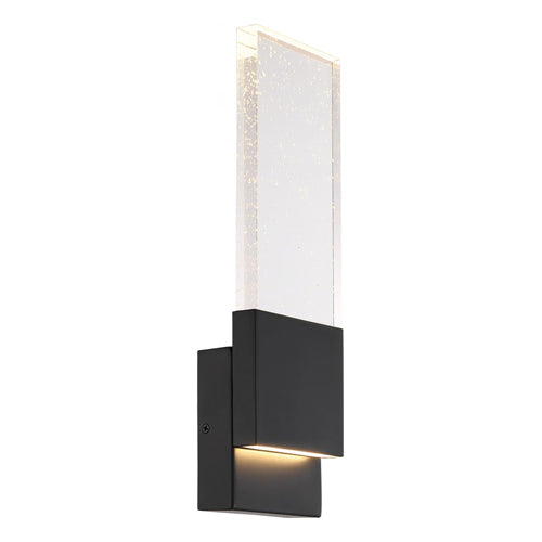 Satco 62-1513, Ellusion, LED Large Wall Sconce with Seeded Glass, 120V, 13W, 3000K Warm White, 700 Lumens, Dimmable, Matte Black Finish