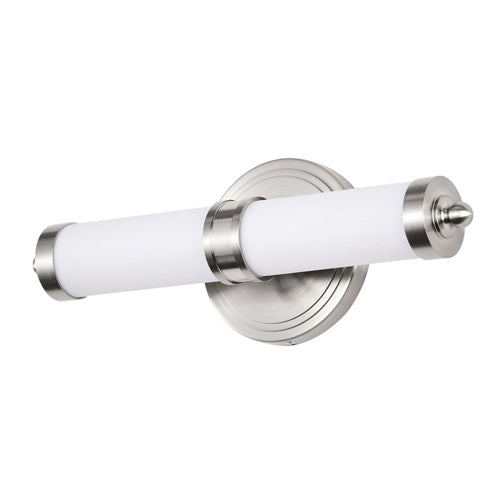 Satco 62-1534, Kagen, LED Small Vanity, 120V, 13W, 3000K Soft White, 1040 Lumens, Brushed Nickel Finish, White Acrylic Lens