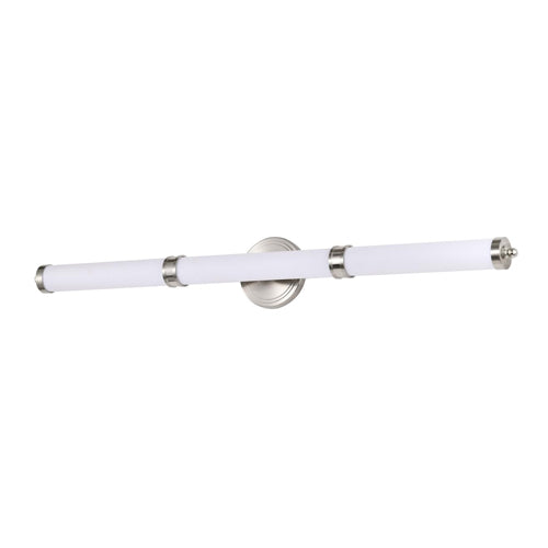 Satco 62-1536, Kagen, LED Large Vanity, 120V, 39W, 3000K Soft White, 3120 Lumens, Brushed Nickel Finish, White Acrylic Lens