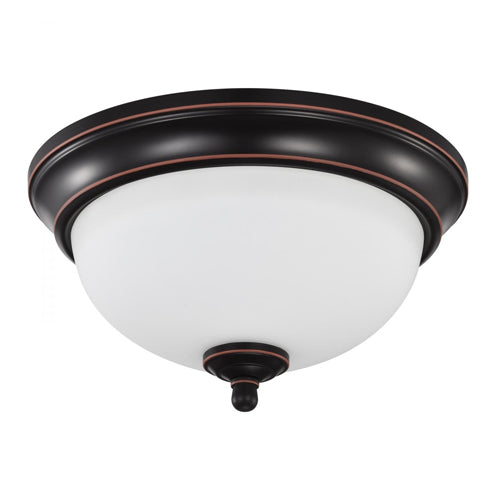 Satco 62-1557, Center Lock 11'' LED Flush Mount, 120V, 19W, 3000K Warm White, 1600 Lumens, Mahogany Bronze Finish, Frosted Glass