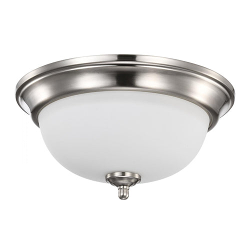 Satco 62-1560, Center Lock 13'' LED Flush Mount, 120V, 19W, 3000K Warm White, 1600 Lumens, Brushed Nickel Finish, Frosted Glass