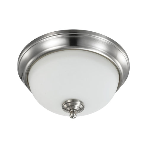 Satco 62-1562, 11" LED Flush Mount Fixture, 120V, 19W, 3000K Warm White, 1600 Lumens, Dimmable, Brushed Nickel Finish, Frosted Glass