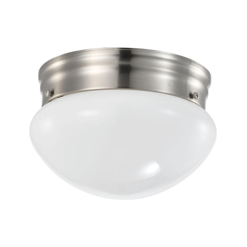Satco 62-1564, 7" LED Flush Mount Fixture, 120V, 12W, 3000K Warm White, 1000 Lumens, Dimmable, Brushed Nickel Finish, Frosted Glass