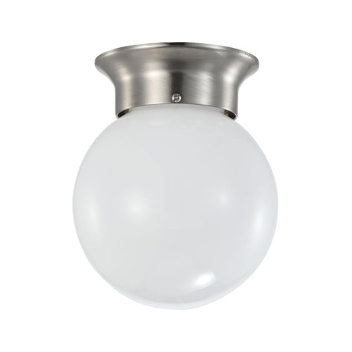 Satco 62-1565, 6" LED Flush Mount Fixture, 120V, 8W, 3000K Warm White, 670 Lumens, Dimmable, Brushed Nickel Finish, Frosted Glass