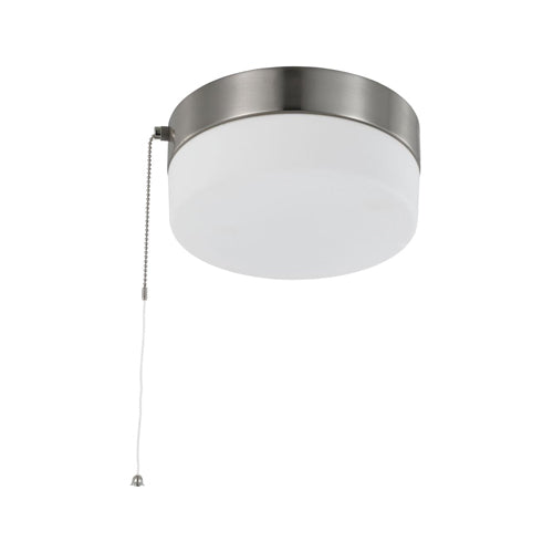 Satco 62-1566, 8" LED Flush Mount Fixture with Pull Chain, 120V, 12W, 3000K Warm White, 1000 Lumens, Dimmable, Brushed Nickel with Frosted Glass