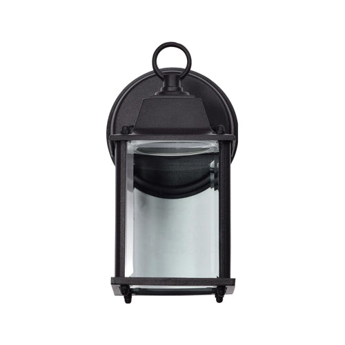 Satco 62-1571, 8W LED Outdoor Cube Lantern, 120V, 3000K Warm White, 620 Lumens, Dimmable, Black Finish, Clear Beveled Glass