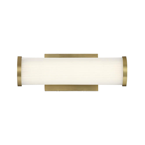 Satco 62-1591, Lena, 12" LED Vanity with Striped Acrylic Lens, 120V, 13W, 3000K Warm White, 1105 Lumens, Dimmable, Brushed Brass Finish