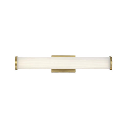 Satco 62-1592, Lena, 24" LED Vanity with Striped Acrylic Lens, 120V, 26W, 3000K Warm White, 2210 Lumens, Dimmable, Brushed Brass Finish