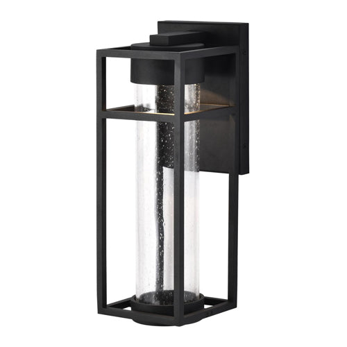 Satco 62-1612, Ledges, 6W LED Outdoor Medium Wall Lantern, 120V, 3000K Warm White, 550 Lumens, Dimmable, Matte Black with Clear Seeded Glass