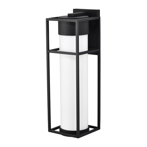 Satco 62-1613, Ledges, 10W LED Outdoor Large Wall Lantern, 120V, 3000K Warm White, 900 Lumens, Dimmable, Matte Black with White Opal Glass