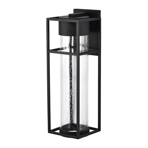 Satco 62-1614, Ledges, 10W LED Outdoor Large Wall Lantern, 120V, 3000K Warm White, 900 Lumens, Dimmable, Matte Black with Clear Seeded Glass