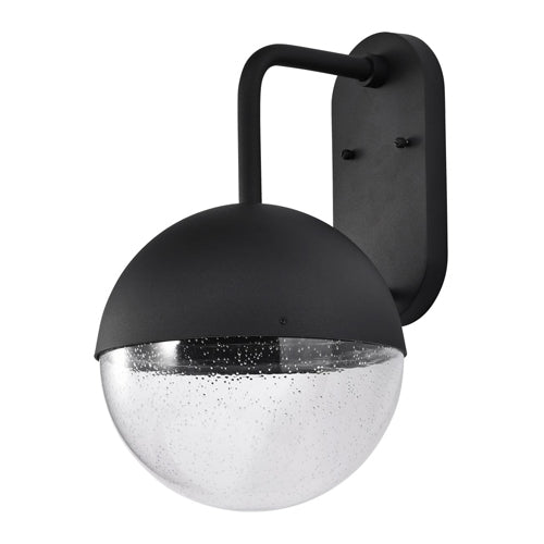 Satco 62-1618, Atmosphere, 10W LED Outdoor Large Wall Lantern, 120V, 3000K Warm White, 900 Lumens, Dimmable, Matte Black with Clear Seeded Glass