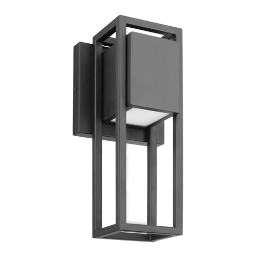 Satco 62-1653, Supreme, 10W LED Outdoor Small Wall Lantern, 120V, 3000K Warm White, 900 Lumens, Dimmable, Matte Black Finish