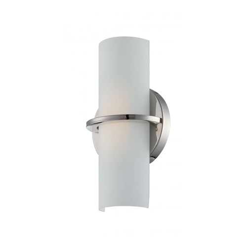 Satco 62-185, Tucker, LED Wall Sconce with Etched Opal Glass, 120V, 10W, 800 Lumens, 3000K Warm White, Dimmable, Polished Nickel Finish