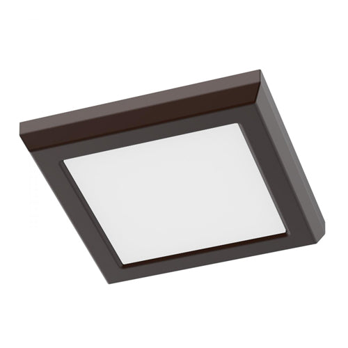 Satco 62-1906, Blink Performer, 5" LED Square Flush Mount Fixture, 120V, 8W, 600-650 Lumens, 5 CCT Selectable, Bronze Finish