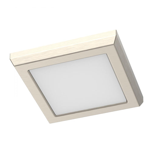 Satco 62-1907, Blink Performer, 5" LED Square Flush Mount Fixture, 120V, 8W, 600-650 Lumens, 5 CCT Selectable, Brushed Nickel Finish