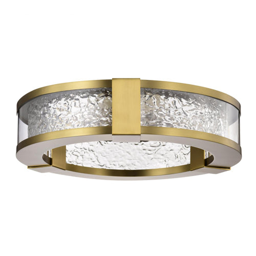 Satco 62-2012, Darrow, 13'' LED Flush Mount Ceiling Light Fixture, 120-277V, 30W, 3000K Soft White, 2400 Lumens, Brass, Acrylic Panels