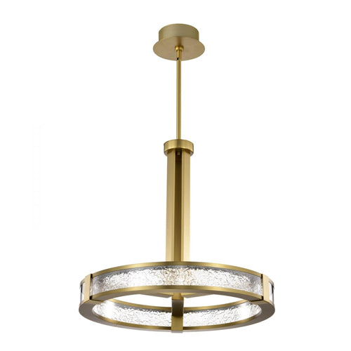 Satco 62-2013, Darrow, 24" LED Pendant, 120-277V, 40W, 3000K Soft White, 3200 Lumens, Vintage Brass, Textured Acrylic Panels