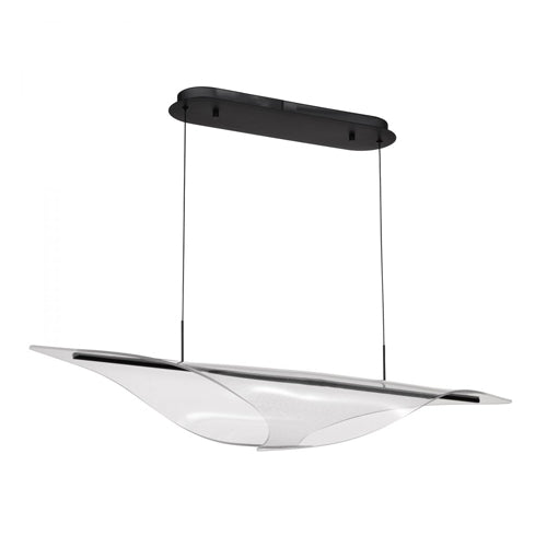 Satco 62-2023, Geneva, 46" LED Island Pendant, 120V, 47W, 3000K Soft White, 3760 Lumens, Matte Black, Silk Screened Acrylic Lens