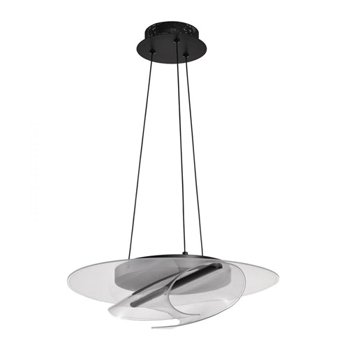 Satco 62-2025, Geneva, 18" LED Pendant, 120V, 24W, 3000K Soft White, 1920 Lumens, Matte Black, Silk Screened Acrylic Lens