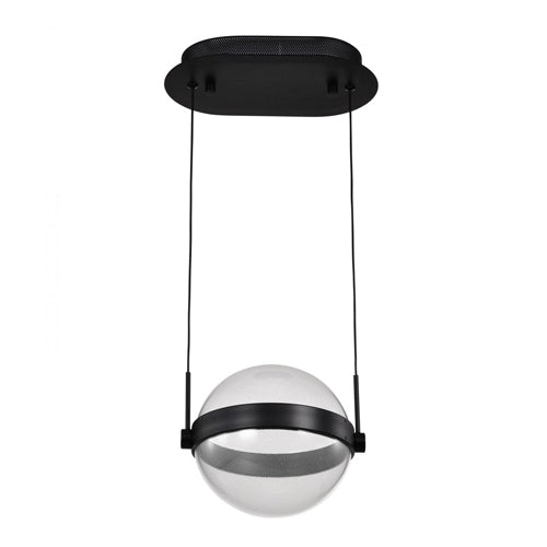 Satco 62-2031, Arvada, 8" LED Pendant, 120V, 24W, 3000K Soft White, 1920 Lumens, Matte Black, Silk Screened Acrylic Lens