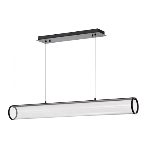 Satco 62-2041, Vale, 43" LED Islan Pendant, 120-277V, 32W, 3000K Soft White, 2560 Lumens, Matte Black, Silk Screened Acrylic Lens