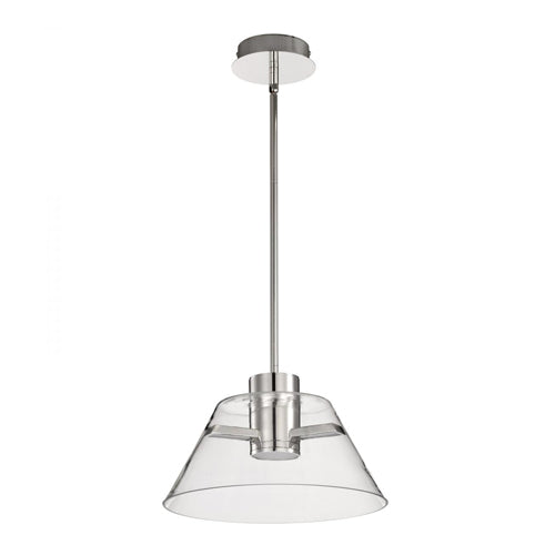 Satco 62-2051, Edmond, 14" LED Pendant, 120V, 12W, 3000K Soft White, 1272 Lumens, Polished Nickel with Clear Glass