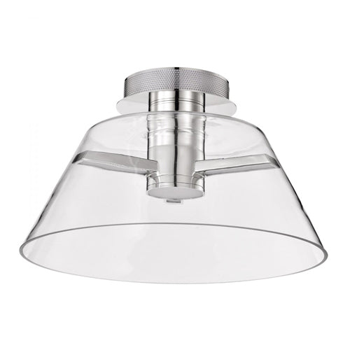 Satco 62-2054, Edmond, 17'' LED Semi Flush Ceiling Light Fixture, 120V, 18W, 3000K Soft White, 1944 Lumens, Polished Nickel with Clear Glass