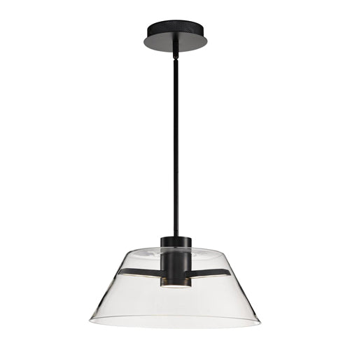 Satco 62-2062, Edmond, 17" LED Pendant, 120V, 18W, 3000K Soft White, 1944 Lumens, Matte Black with Clear Glass