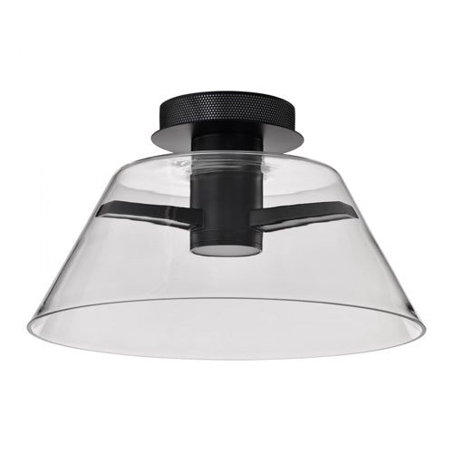Satco 62-2064, Edmond, 17'' LED Semi Flush Ceiling Light Fixture, 120V, 18W, 3000K Soft White, 1944 Lumens, Matte Black with Clear Glass