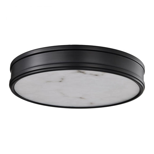 Satco 62-2101, Kendall, 14" LED Round Flush Mount Fixture, 120V, 25W, 3000K/4000K/5000K, 2100-2200 Lumens, Matte Black with Alabaster Glass