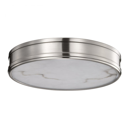 Satco 62-2111, Kendall, 14" LED Round Flush Mount Fixture, 120V, 25W, 3000K/4000K/5000K, 2100-2200 Lumens, Brushed Nickel with Alabaster Glass