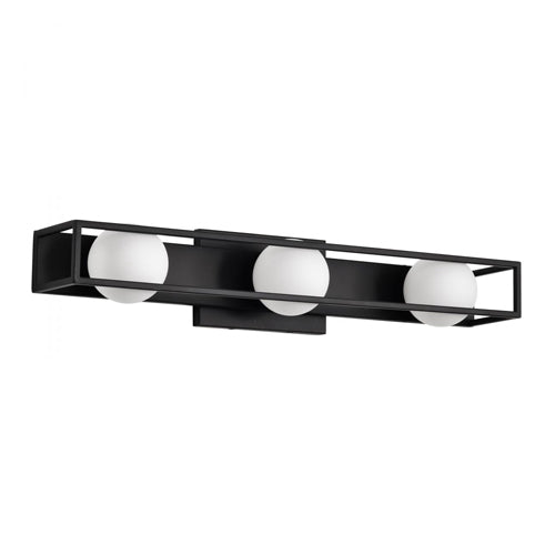 Satco 62-2243, Jenkins, 24'' 3 Light LED Vanity, 120V, 15W, 1440 Lumens, 3000K Soft White, Matte Black with Frosted Glass