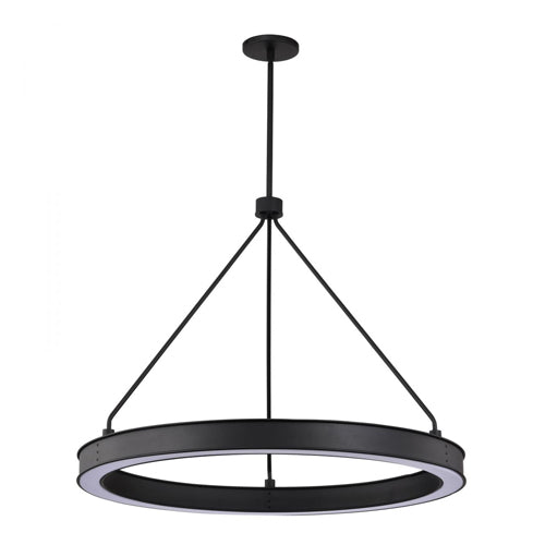 Satco 62-2262, Longford, 30'' LED Pendant, 120V, 30W, 2500 Lumens, 3000K Soft White, Textured Black, Acrylic Lens