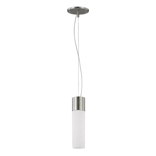 Satco 62-2932, Link, 1-Light LED Mini Pendant with White Glass, 120V, 12W, 820 Lumens, 3000K Warm White, Dimmable, Brushed Nickel Finish