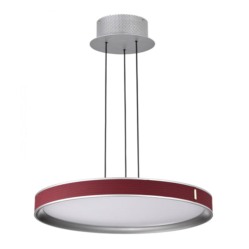 Satco 62-3011, Bandon, 20'' LED Pendant, 120-277V, 40W, 4026 Lumens, 3000K Soft White, Gray with Red Wrap, Acrylic Lens