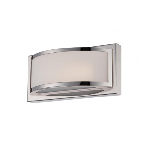 Satco 62-311, Mercer, 1-Light LED Wall Sconce with Frosted Glass, 120V, 10W, 850 Lumens, 3000K Soft White, Dimmable, Polished Nickel Finish