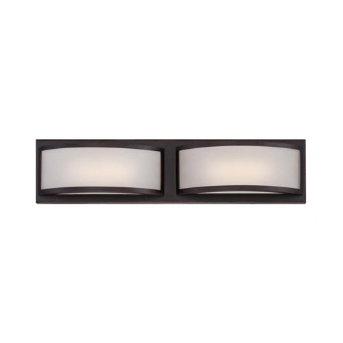 Satco 62-315, Mercer, 2-Light LED Wall Sconce with Frosted Glass, 120V, 20W, 1700 Lumens, 3000K Soft White, Dimmable, Georgetown Bronze Finish