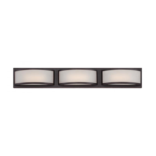 Satco 62-316, Mercer, 3-Light LED Wall Sconce with Frosted Glass, 120V, 30W, 2550 Lumens, 3000K Soft White, Dimmable, Georgetown Bronze Finish
