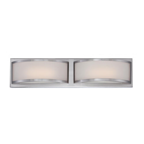 Satco 62-318, Mercer, 2-Light LED Wall Sconce with Frosted Glass, 120V, 20W, 1700 Lumens, 3000K Soft White, Dimmable, Brushed Nickel Finish