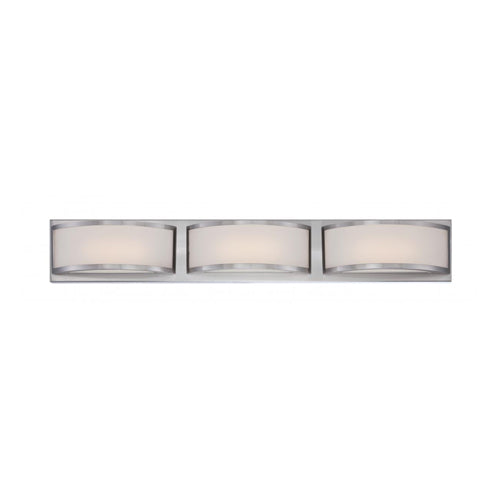 Satco 62-319, Mercer, 3-Light LED Wall Sconce with Frosted Glass, 120V, 30W, 2550 Lumens, 3000K Soft White, Dimmable, Brushed Nickel Finish