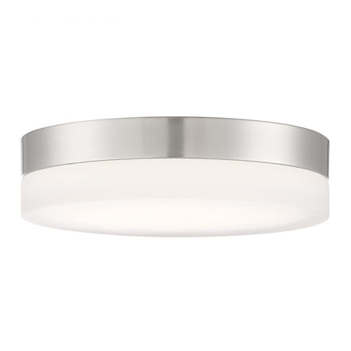 Satco 62-558, Pi, 9'' LED Flush Mount Ceiling Light Fixture, 120V, 18W, 3000/4000/5000K CCT Selectable, Brushed Nickel Finish, Frosted Etched Glass