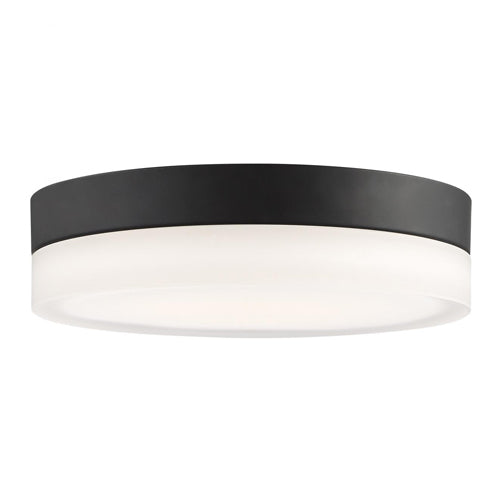 Satco 62-469, Pi, 11'' LED Flush Mount Ceiling Light Fixture, 120V, 25W, 3000K Warm White, 2125 Lumens, Black Finish, Frosted Etched Glass